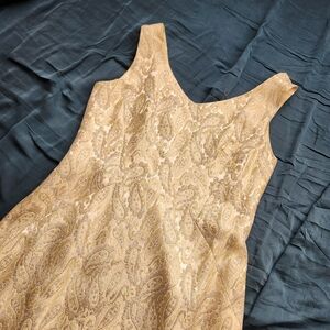 Vintage Green and Gold Paisley Dress Size M